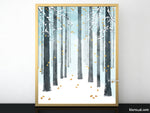 Snowy forest printable art - Personal use
