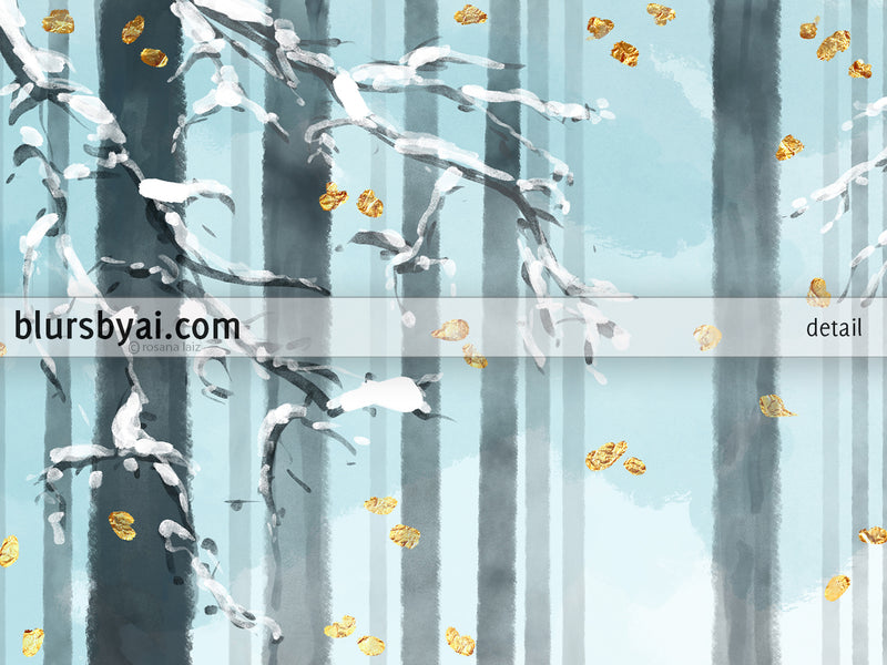Snowy forest printable art - Personal use