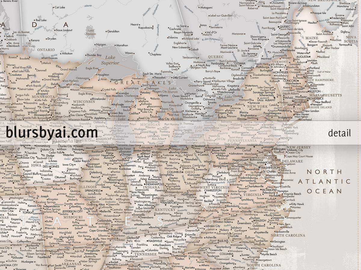 Set of two map prints on paper: USA and the world in rustic matching style. "Lucille"