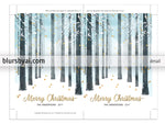 Editable pdf Christmas card template: snow forest Merry Christmas