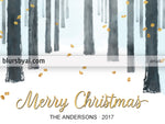 Editable pdf Christmas card template: snow forest Merry Christmas