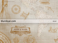 Custom world map print - highly detailed, vintage looking current world map with sea monsters and sail ships. "Mar"