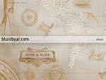 Custom large & highly detailed world map canvas print or push pin map with sea monsters and sail ships. "Mar"