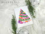 Printable holiday decoration: Floral Christmas tree watercolor illustration in white - Personal use
