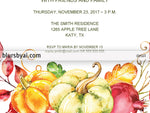 Editable pdf Thanksgiving invitation template: Give Thanks with flowers and pumpkins
