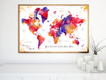 Custom map print: world map with countries and states in colorful watercolor. "Noor"