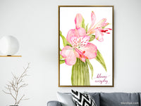 Customizable canvas print - "Pink watercolor alstroemeria"