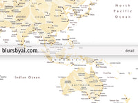 Art print on paper: custom world map with cities in elegant floral pattern. "Remy"