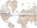 Personalized large & highly detailed watercolor world map canvas print or push pin map. "Abey"
